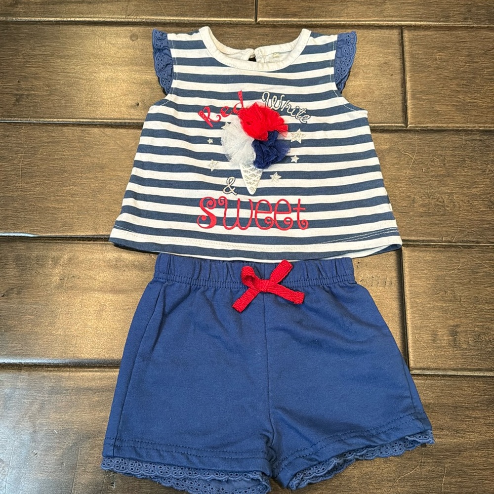 💜3/$15 Cutie Pie “Red White & Sweet” Shorts Outfit